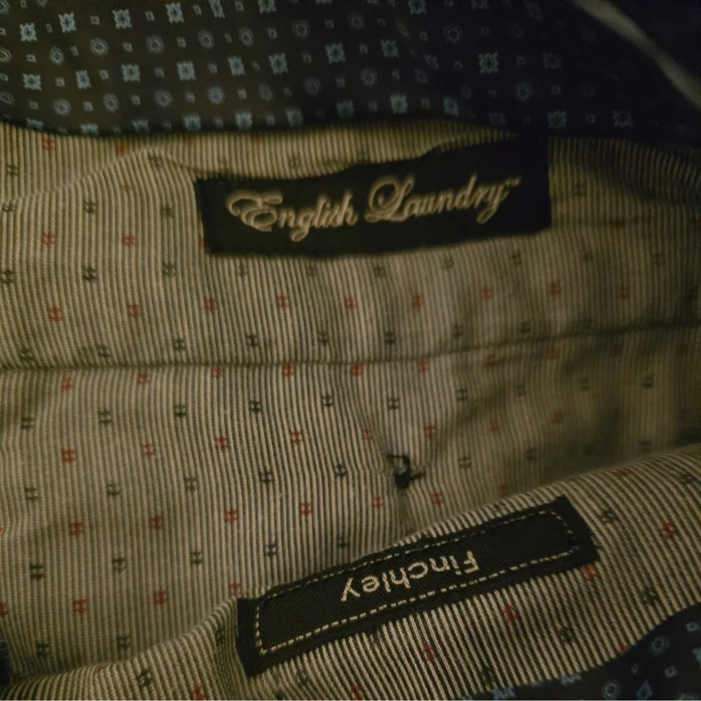 English Laundry Men's Finchley Dress Pants 34x32 Navy Blue Flat Front Straight